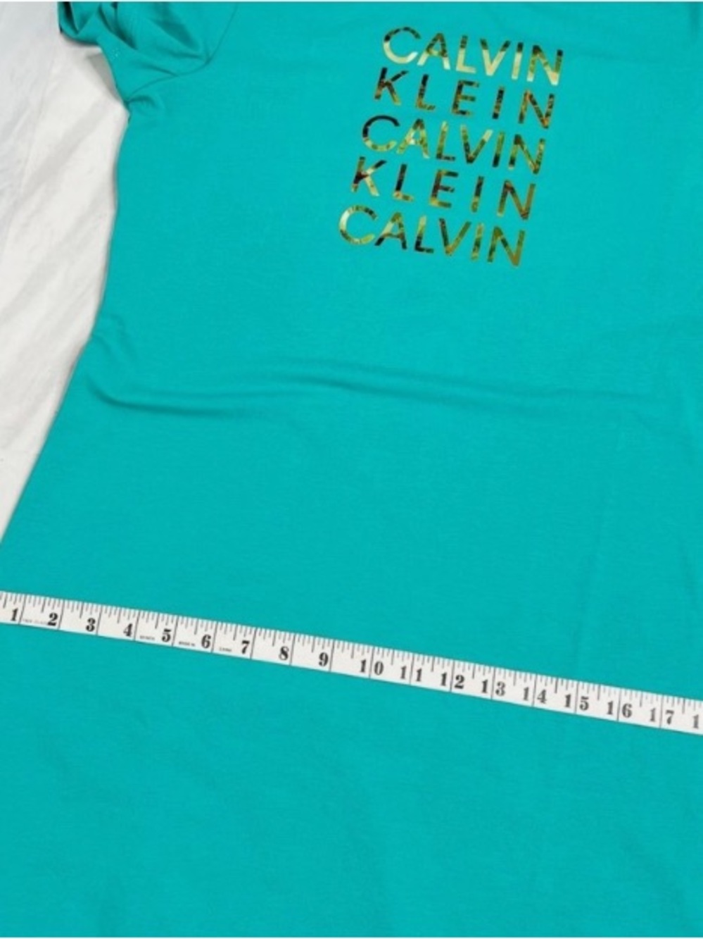 Calvin Klein Turquoise Short Sleeve Tee with Gold Logo
